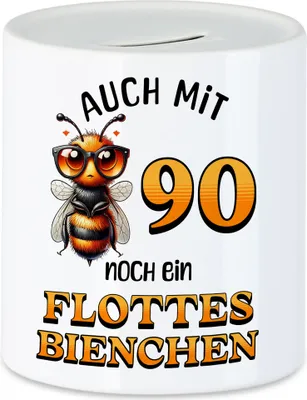 Produktbild von Auch mit 90 noch ein flottes Bienchen Spardose 90. Geburtstag Frau Biene