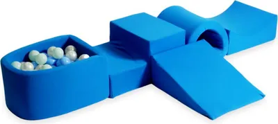 Produktbild von Schaumstoffspielplatz mit Brücke und Pool Mikroblau + 100 Bälle: Hellblau, Hellmint, Perlmutt, Opaleszierend