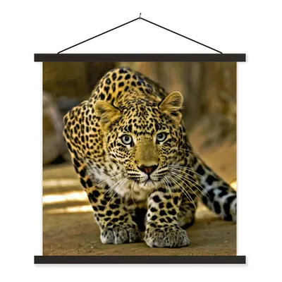 Produktbild von MuchoWow® Textilposter Leopard - Raubtier - Porträt 120x120 cm mit schwarzem Rahmen - Aufhängungsset