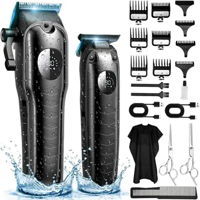 Produktbild von Haarschneider Haarschneidemaschine Profi, Bartschneider, Haarschneider 2 in 1 Set IPX7 Ganzkörper wasserdicht, Schnellladung & Lange Akkulaufzeit