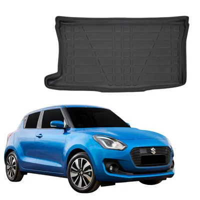 Image de Tapis De Coffre Sur Mesure Pour Suzuki Swift 2017-2022 Hatchback, Noir, Antidérapant, Bord Haut, Toutes Saisons