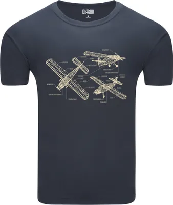 Produktbild von Diarbo Herren T-Shirt mit Blaupausen Druck Leichtes Flugzeug Dunkelgrau Gr.XXL