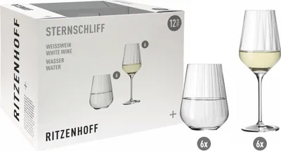 Produktbild von Weißwein- und Wasserglas-Set "Sternschliff" 12-teilig