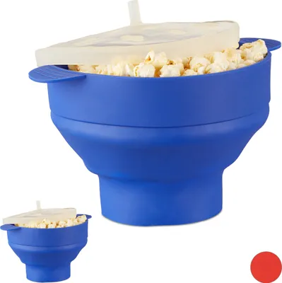 Produktbild von relaxdays 2 x Popcorn Maker Silikon blau