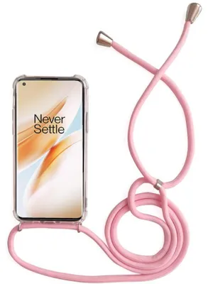 Immagine prodotto di Custodia per cellulare con laccetto/cordoncino da indossare a tracolla / Custodia a tracolla per diversi modelli OnePlus 1+, OnePlus 8 Pro, colore rosa/argento