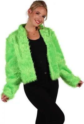 Produktbild von Plüschjacke Populair neongrün, Groesse:M/L