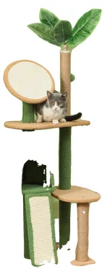Image de Arbre à chat, en bois, hauteur 139 cm, 3 niveaux, capacité de charge 5 kg, convient aux chats