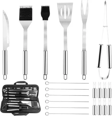Image de Set d'accessoires de barbecue en acier inoxydable, 15 pièces, pour le jardin