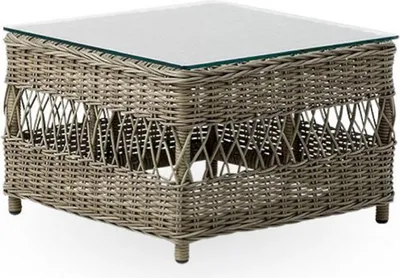 Obrázok produktu pre Casa Padrino Luxusný záhradný stôl Antique Grey 60 x 60 x v. 42 cm - Záhradný a terasový stôl odolný voči poveternostným vplyvom so sklenenou doskou - Moderný záhradný a terasový nábytok - Luxusná kolekcia