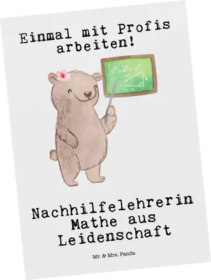 Produktbild von Mr. & Mrs. Panda Postkarte Nachhilfelehrerin Mathe Leidenschaft - Weiß - Geschenk, Witzig, Grußkarte, Ansichtskarten, Postkarten, Nachhilfe, Ansichtskarte, Fotokarte