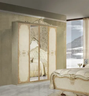 Produktbild von Barock Kleiderschrank Tolouse 4 trg. in Beige / Golde