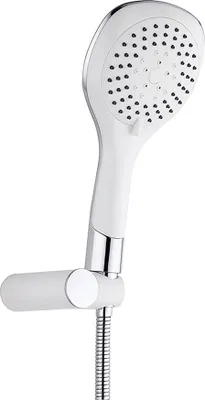Produktbild von Aloni Bianco Handbrause Set mit Brauseschlauch und Wandhalterung weiß chrom