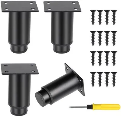 Produktbild von 4 verstellbare, schwarze Metallmöbelbeine für Möbel