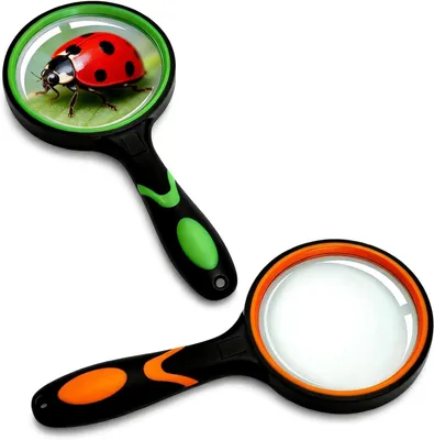 Produktbild von Lupe 2er Set, 75 mm, 10-fache Vergrößerung, bruchsichere Linsen, rutschfester Griff, für Lesen