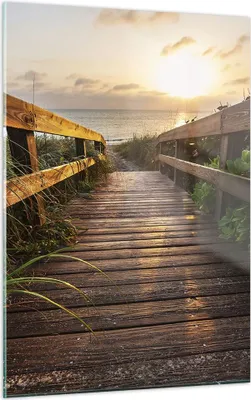 Produktbild von Bilder auf glas - Einteilig - Fußgängerbrücke Meer Strand Ufer - 50x70cm - Glasbilder - Wandbilder - Bilder - Wanddekoration aus Glas - Glas Bilder - Wandbild auf Glas - GPA50x70-2617
