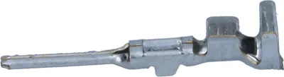 A single metal electrical connector pin is shown against a white background.