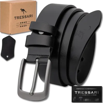 Obrázek produktu pro TRESSARI pánský opasek 125 cm 100 % přírodní kůže, černá kůže ke kalhotám