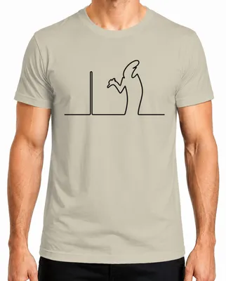 Productafbeelding van La Linea Balum, stripfiguurtjes, animatiefilm, Osvaldo Cavandoli, heren T-shirt, naturel, maat M