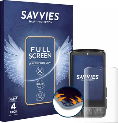 Produktbild von 4x Savvies Fullscreen Schutzfolie für Wahoo Elemnt Roam V3 Displayschutz Folie Fullcover Klar Transparent