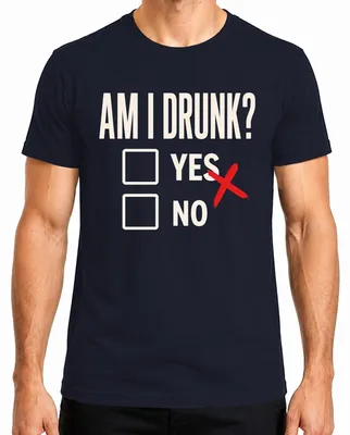 Imagen del producto de ¿Estoy borracho? Sí No. Camiseta para hombre, color azul marino, talla L. Ideal para regalar, con motivos de alcohol y la frase "Lustig" (divertido)