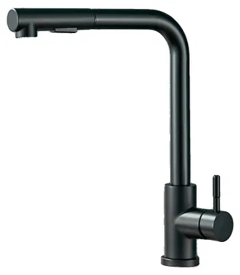Produktbild von Küchenarmatur, 360-Grad-Drehung, Ausziehbare Sprühfunktion, Mattschwarzer Wasserhahn