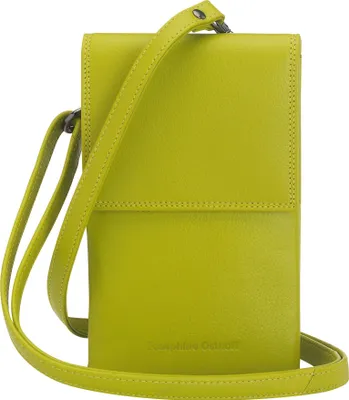 Produktbild von Josephine Osthoff Handy Umhängetasche mit Karten- und Sichtfach, handgemacht aus 100% Echtleder, Crossbody Schultergurt, stabile Magnetknöpfe