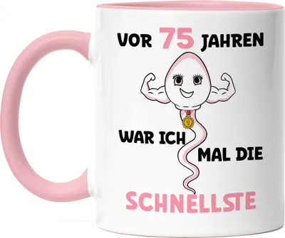 Produktbild von Vor 75 Jahren War Ich Mal Die Schnellste Tasse Rosa 75. Geburtstag Feier Party Geburtstagstorte Dance Birthday