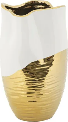 Image de Mauro Ferretti Vase Lux Ø 20 x 35 cm, blanc et or