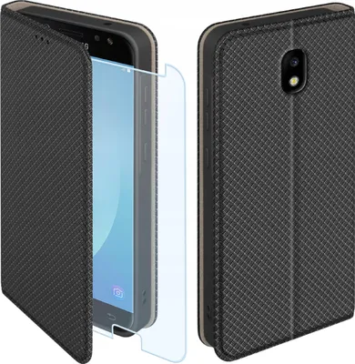 Obrázek produktu pro Pouzdro s klopou pro Samsung Galaxy J5 2017 Uzavíratelné černé pouzdro + sklo 9H
