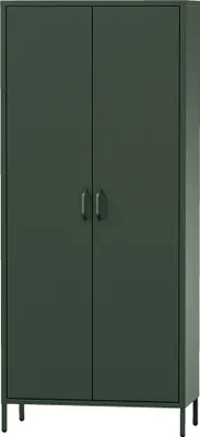 Obrázok produktu pre Jan Nowak kovová šatníková skriňa 2 dvierka Flavio police vešiaková tyč tiché magnetické zatváranie priestranná, 80 x 185 x 45 cm, mo, morská zelená