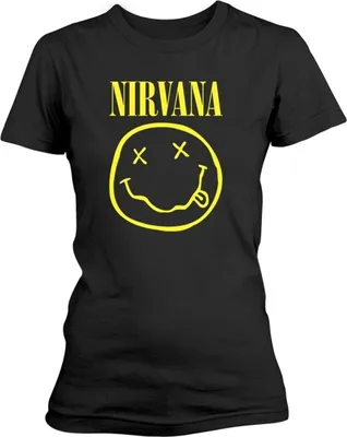 Produktbild von Nirvana Yellow Happy Face Black XL Damen T-Shirt