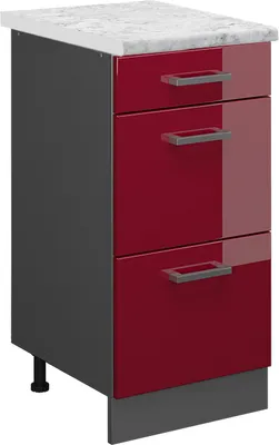 Produktbild von Küchenunterschrank Vicco R-Line Rot Hochglanz 40 cm AP Marmor, Model 46652