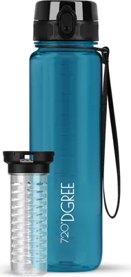 Produktbild von uberBottle crystalClear Trinkflasche mit Fruchtbehälter 1000ml / Petrol Blue/ 720DGREE