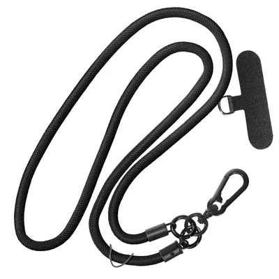Zdjęcie produktu dla Avizar, nylonowy pleciony łańcuszek do telefonu komórkowego, HandyHold, 60 cm, czarny