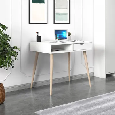 Produktbild von Skye Decor, Offer - White, Wooden, Schreibtisch, Weiß, 100 % MELAMINBESCHICHTETE SPANPLATTEN, 60 x 90 x 80 cm