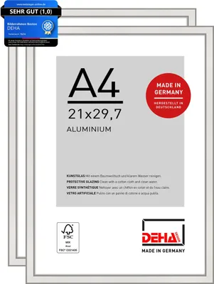 Produktbild von DEHA Design Bilderrahmen Boston (2er Set), A4 21x29,7 cm, Aluminium Silber