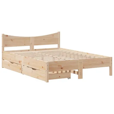 Image de Cadre de lit avec tiroirs 140x190 cm bois de pin massif