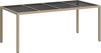 Image de vidaXL Table de jardin beige 190 x 90 x 75 cm en polyrotin