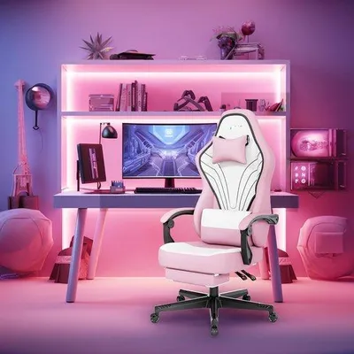 Produktbild von Famanu Gamingstuhl Ergonomisch mit Fußstützen - Rosa