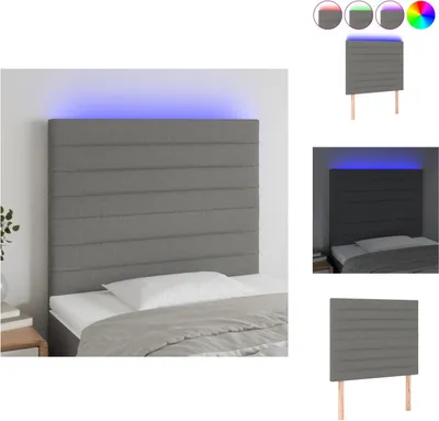 Produktbild von vidaXL LED Kopfteil Dunkelgrau 90x5x118/128 cm Stoff -  Kopf- & Fußenden