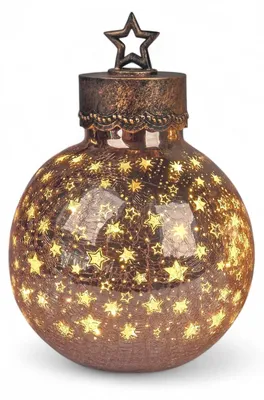 LED-Deko-Glaskugel 30 cm, Roségold, Crackle-Glas, Timer