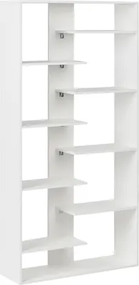 Zdjęcie produktu dla BELIANI Regał biały płyta wiórowa 8 półek otwarty design nieregularny kszałt styl minimalistyczny do salonu biura