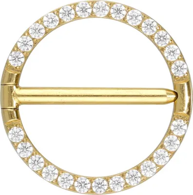 Produktbild von Brustwarzenpiercing, Titan Nippelpiercing Clicker RING + EINGEFASSTE KRISTALLE Gold Innendurchmesser: 16 mm