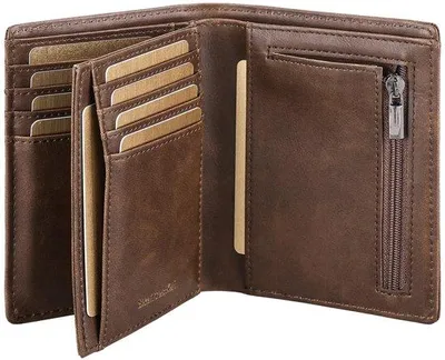 Productafbeelding van Leren Portemonnee met Bescherming - Minimalistisch en Donkerbruin