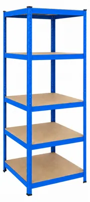 Produktbild von Relaxdays Schwerlastregal, HxBxT: 200 x 80 x 60 cm, 875 kg, 5 Ebenen, Lagerregal Keller, zum Stecken, blau/braun