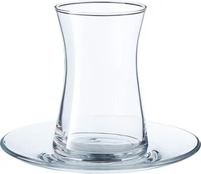 Produktbild von Pasabahce Heybeli Teeglas mit Untertasse 160 ml 6er Set