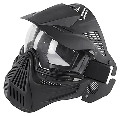 Produktbild von RESTEQ Paintball-Schutzhelm mit Sportmaske - Schwarz, Neu, Originalverpackung, für optimale Sicherheit und Komfort beim Paintball.