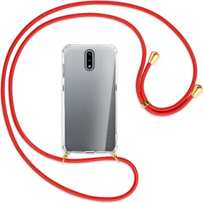 Produktbild von Handykette Backcover-Schutzhülle mit Band (Metall goldfarben) für Nokia 2.3 - rot