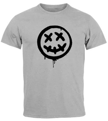 Produktbild von Herren T-Shirt Smile Seaky Face Print Aufdruck Teachwear Fashion Streetstyle Neverless® grau S