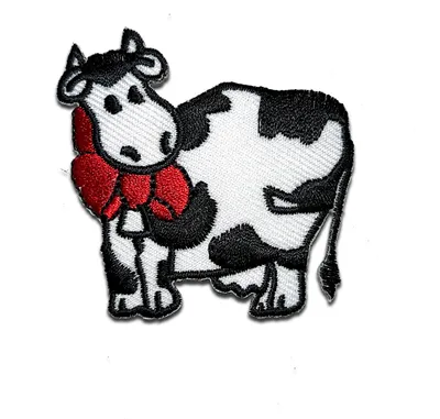 Produktbild von Kuh Tier - Aufnäher, Bügelbild, Aufbügler, Applikationen, Patches, Flicken, Zum Aufbügeln, Größe: 5,1 x 5,1 cm